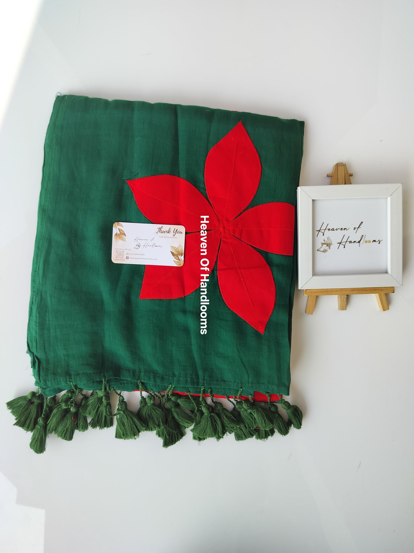 Festive Saree - Bottle Green Patch