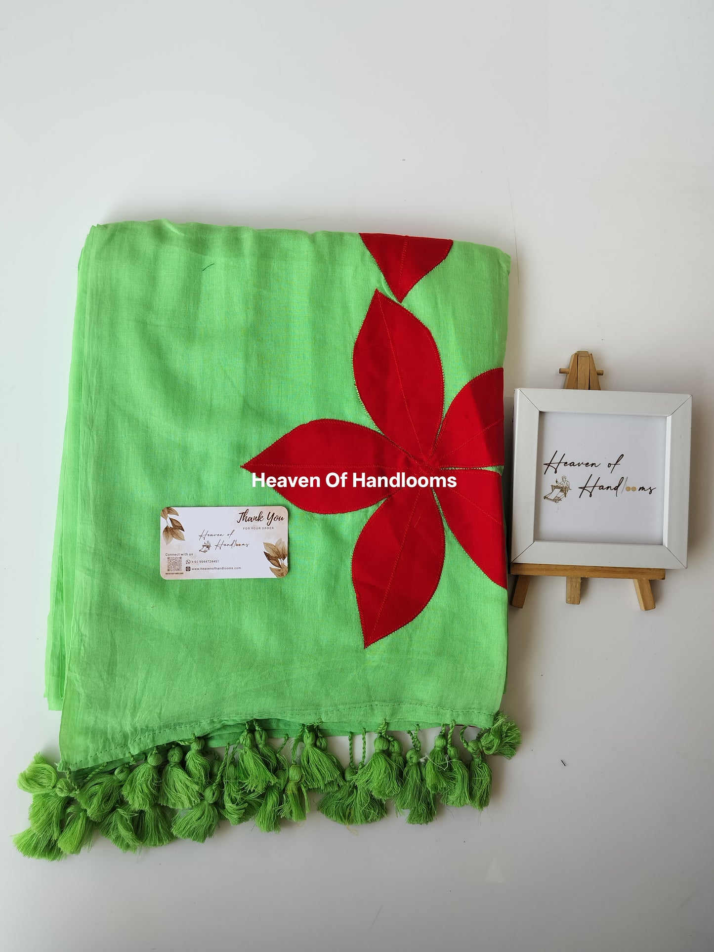 Festive Saree - Pista Flower Patch Stripe