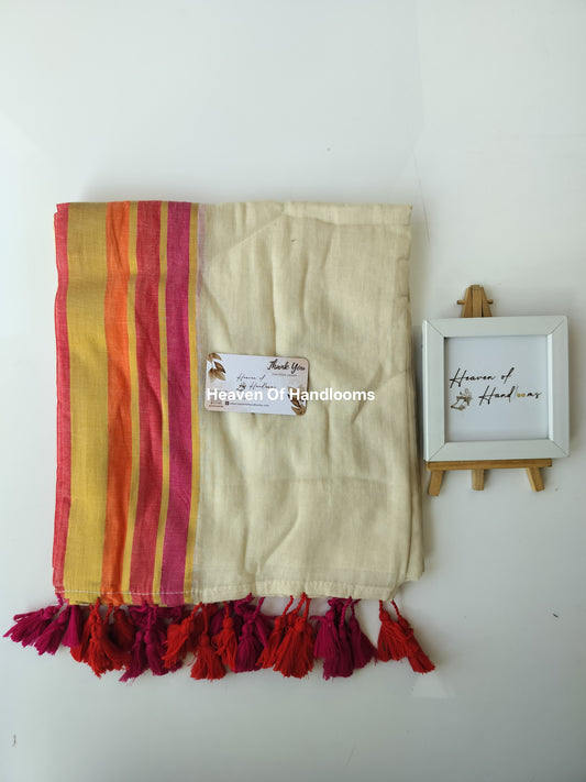 Onam-Vishu Saree - Cream Double Shade