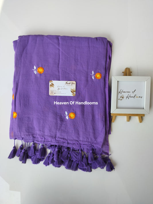 Embroidery Saree - Purple Jasmine