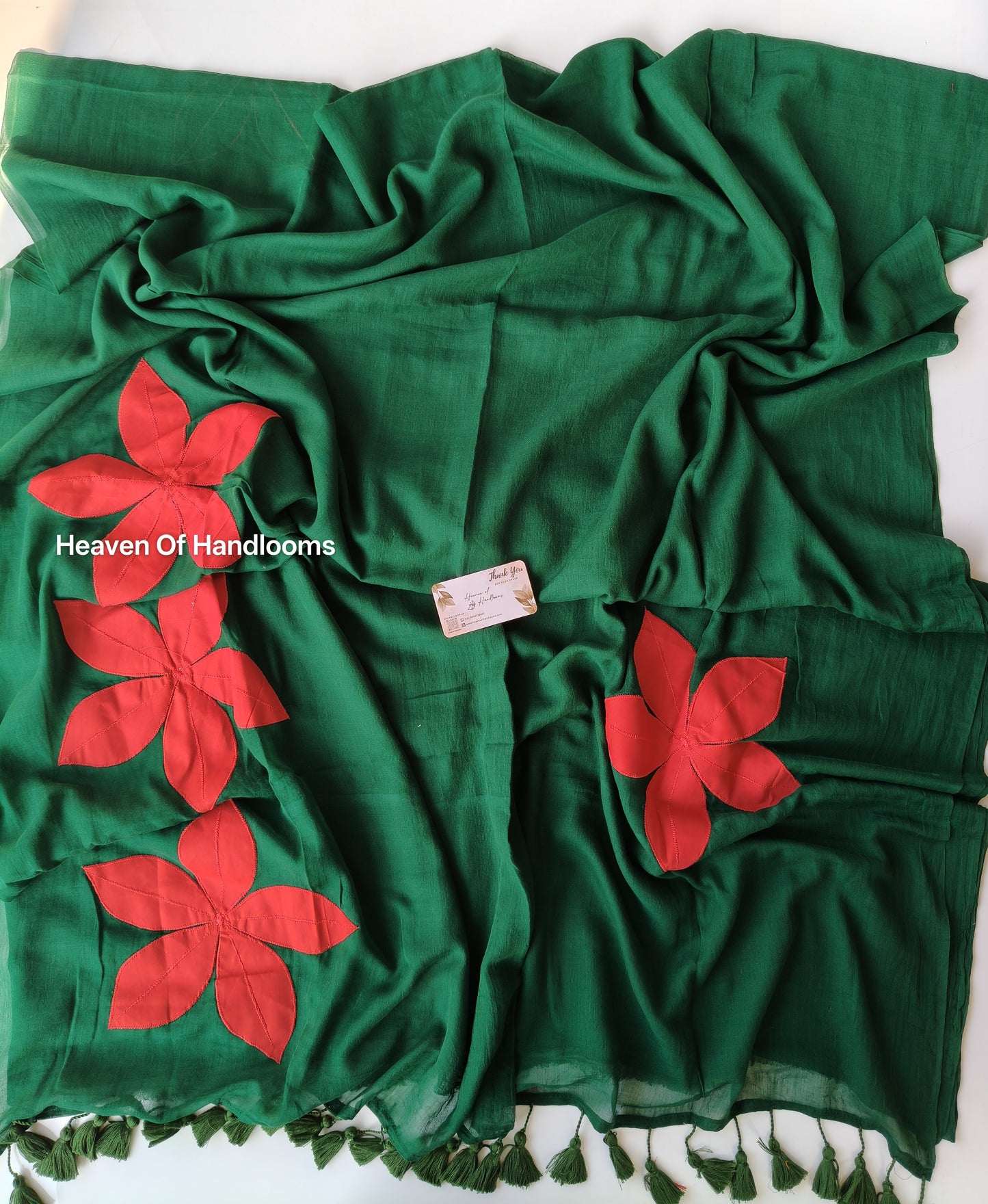 Festive Saree - Bottle Green Patch