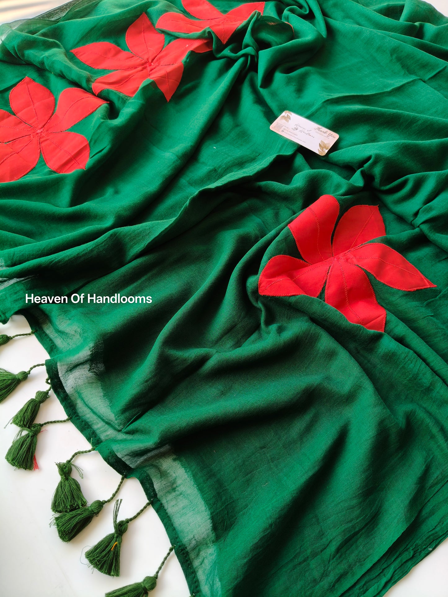 Festive Saree - Bottle Green Patch