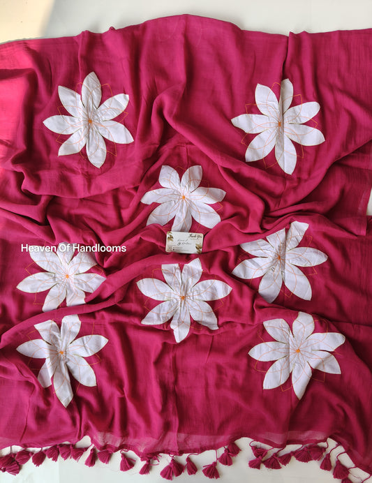 Festive Saree - Hot Pink Patch