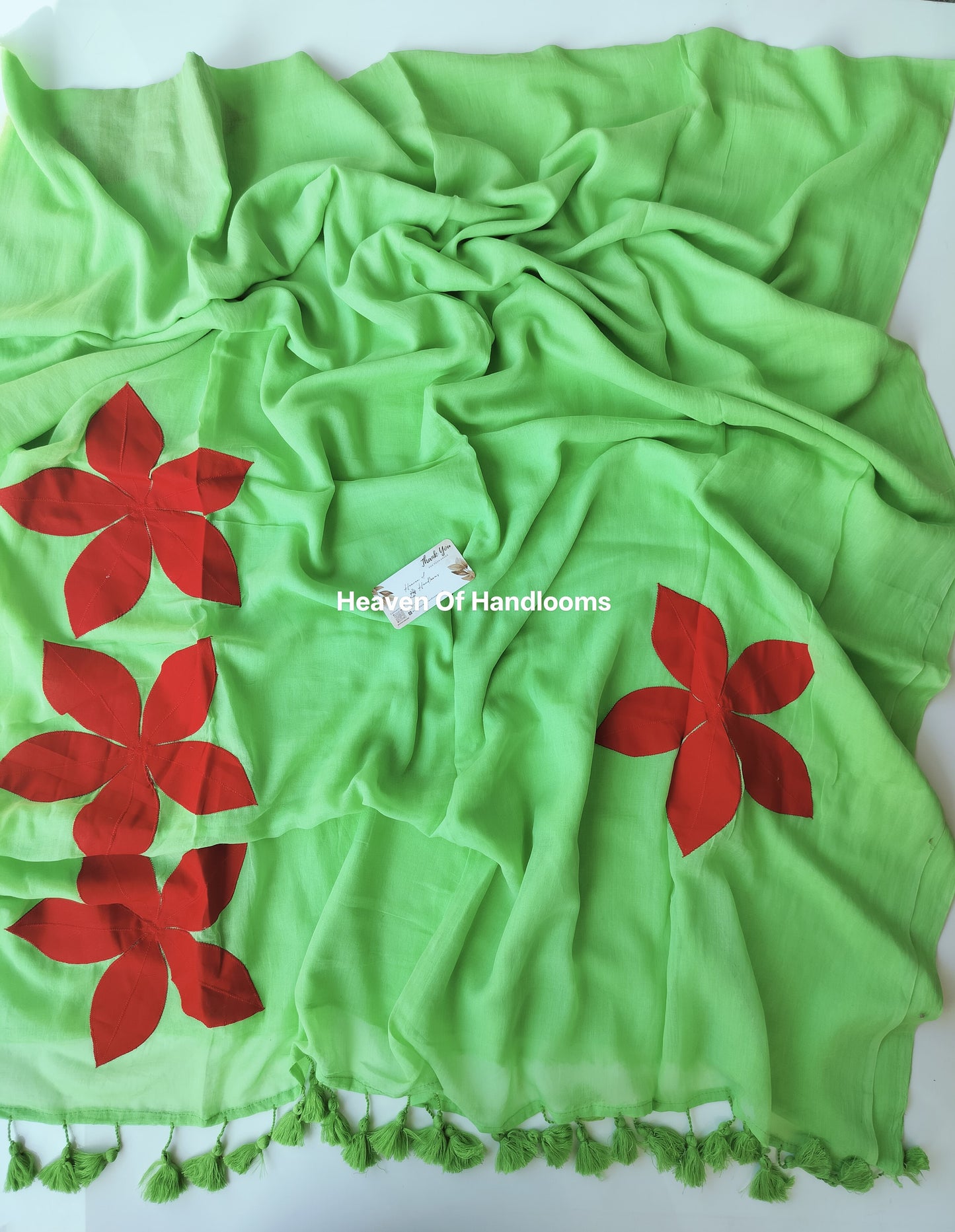 Festive Saree - Pista Flower Patch Stripe