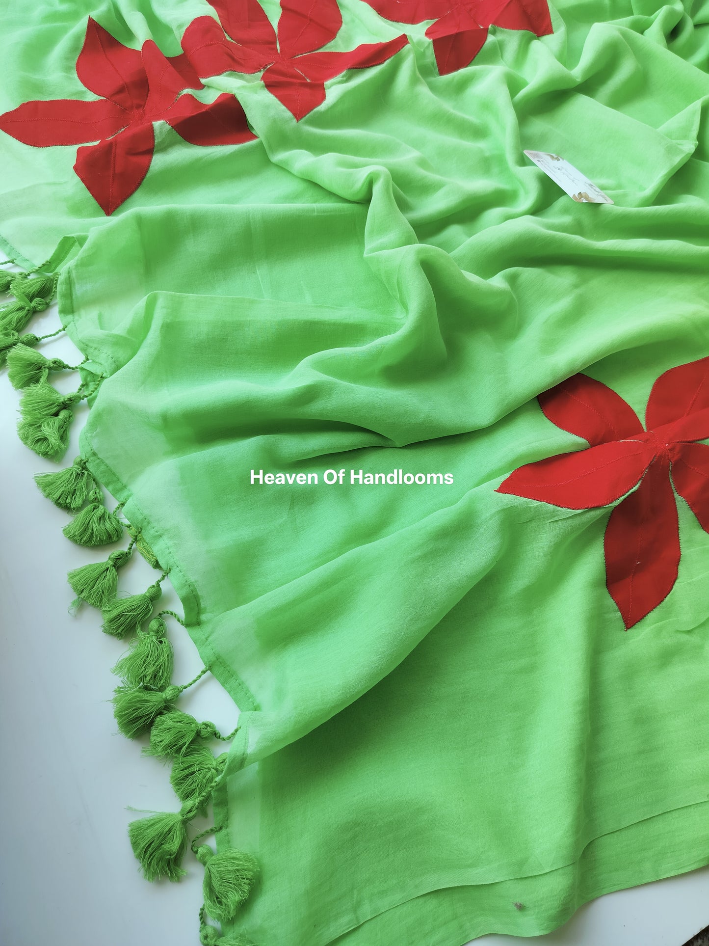 Festive Saree - Pista Flower Patch Stripe