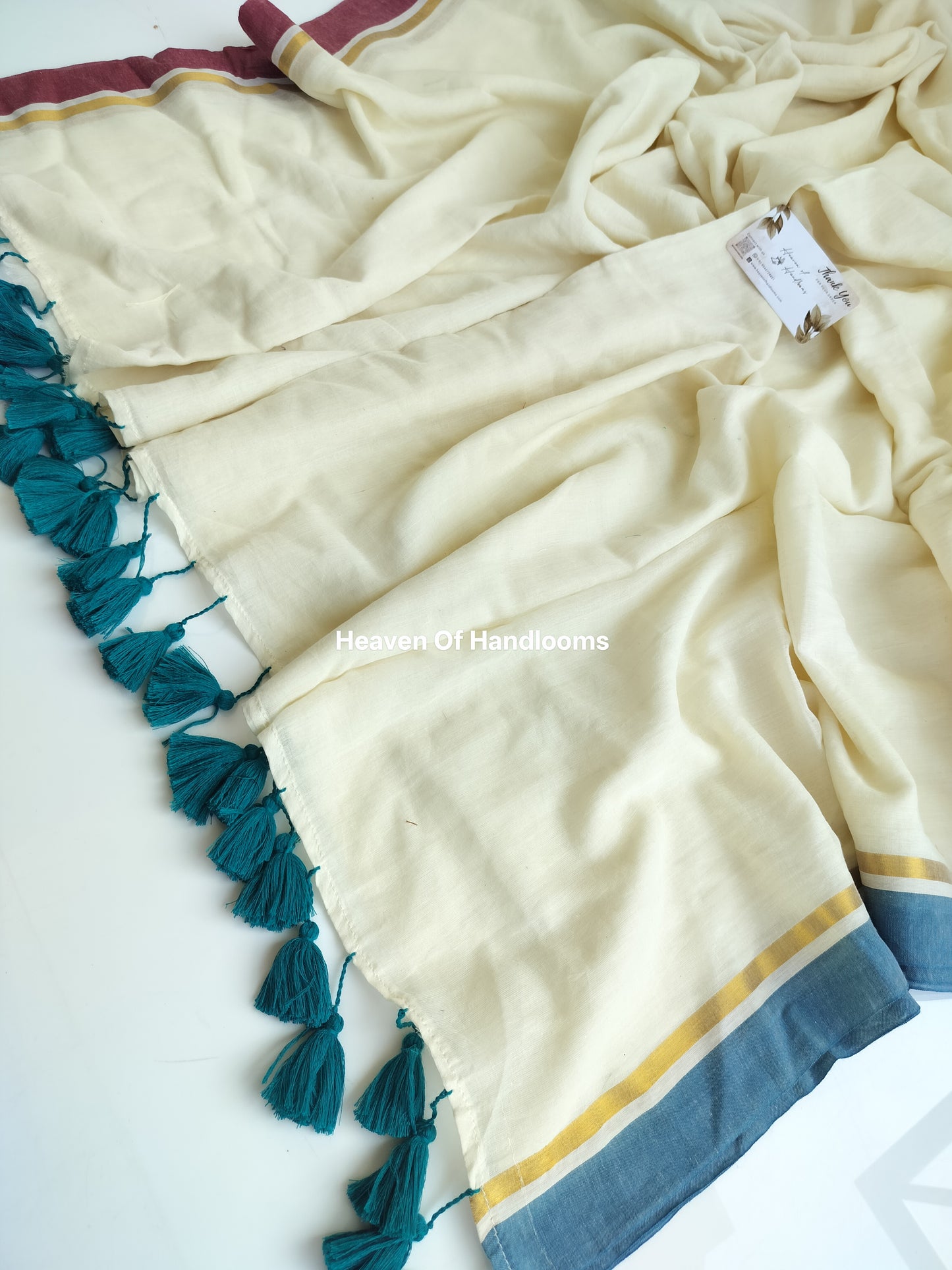 Onam-Vishu Saree - Cream Thin Ganga Jamuna