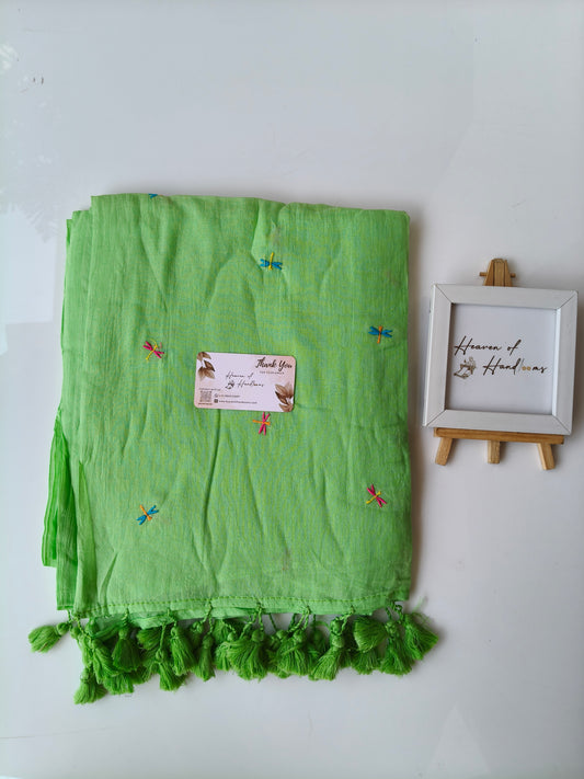 Embroidery Saree - Pista Dragon