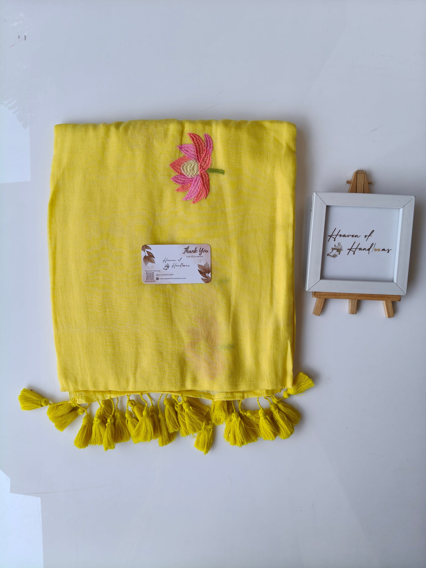 Embroidery Saree -  Yellow Lotus