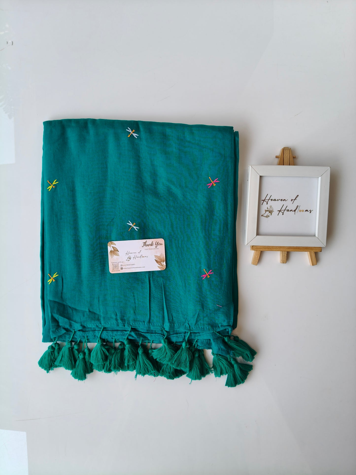 Embroidery Saree - Dark Teal Dragon