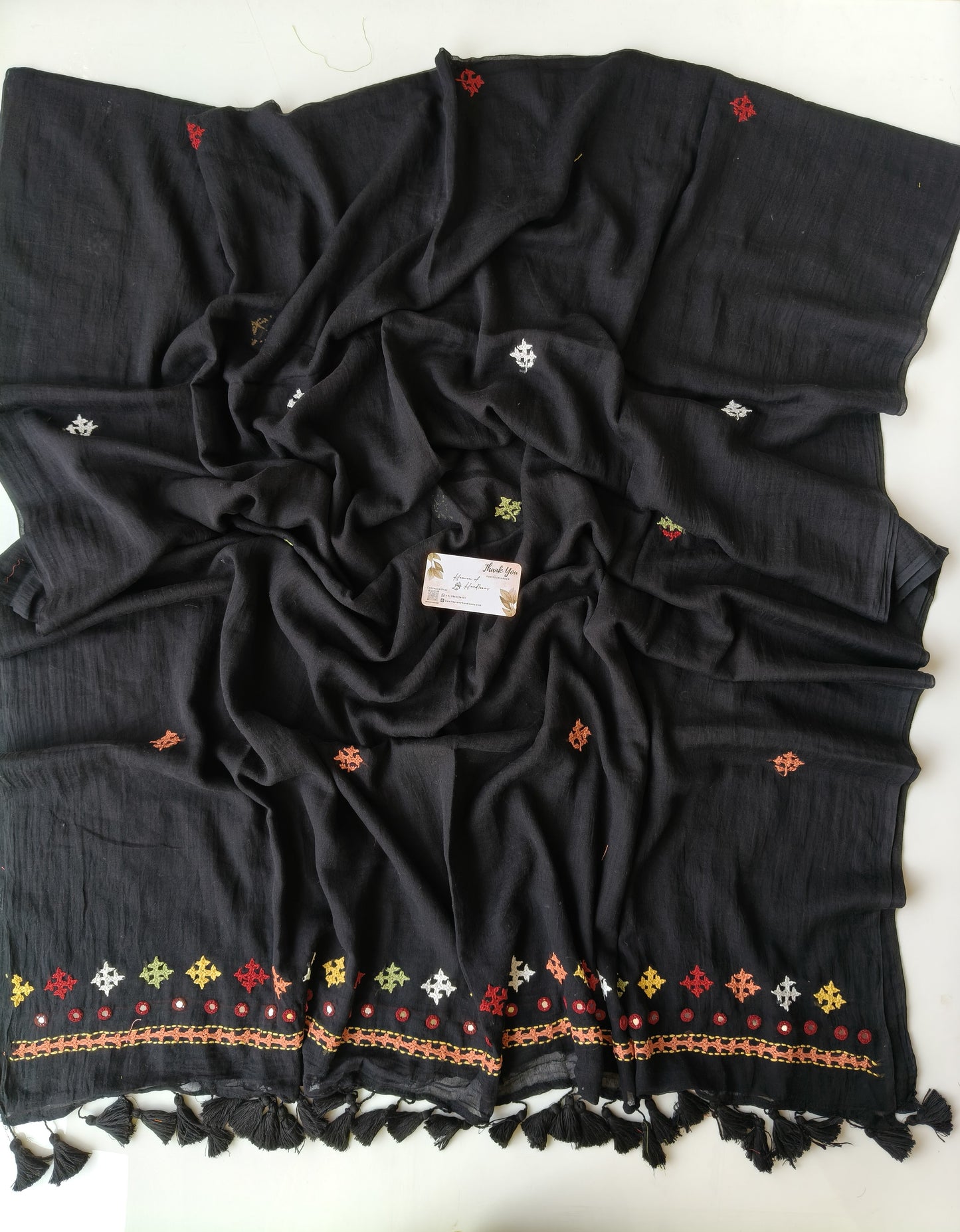 Premium Hand Stitch - Black Kantha Mirror
