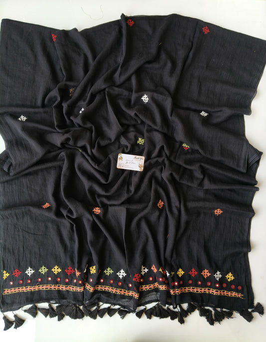 Premium Hand Stitch - Black Kantha Mirror