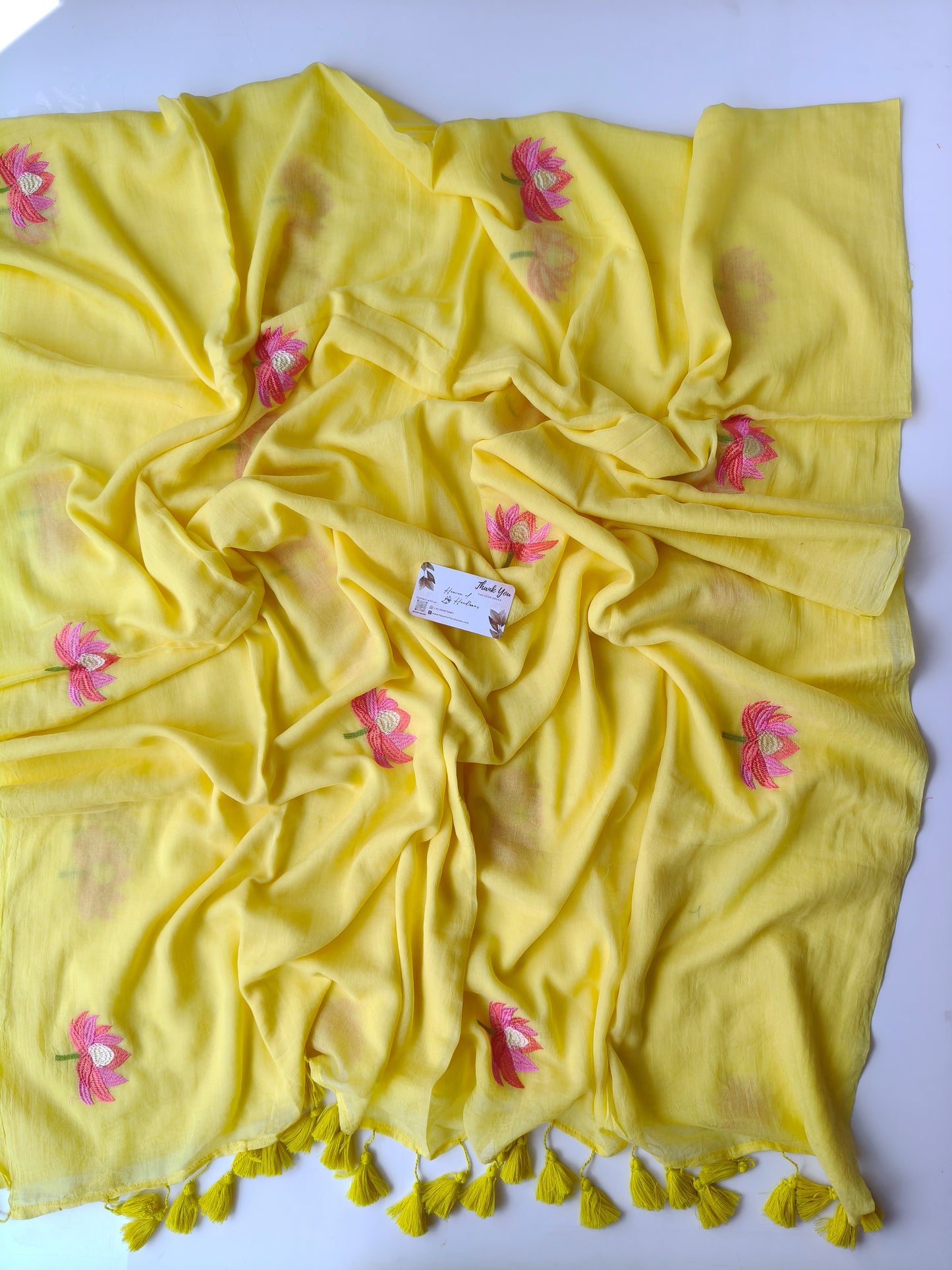 Embroidery Saree -  Yellow Lotus