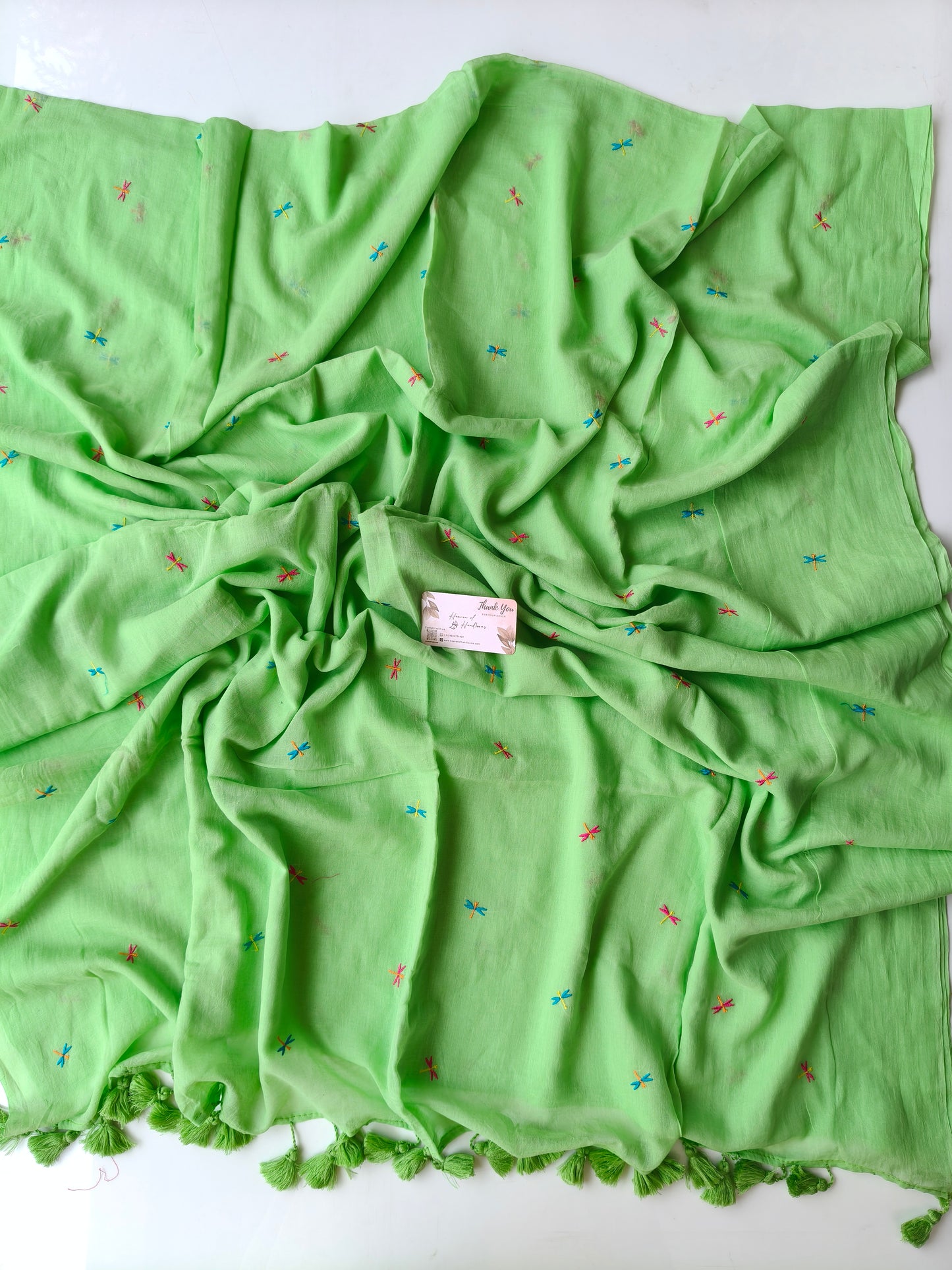 Embroidery Saree - Pista Dragon