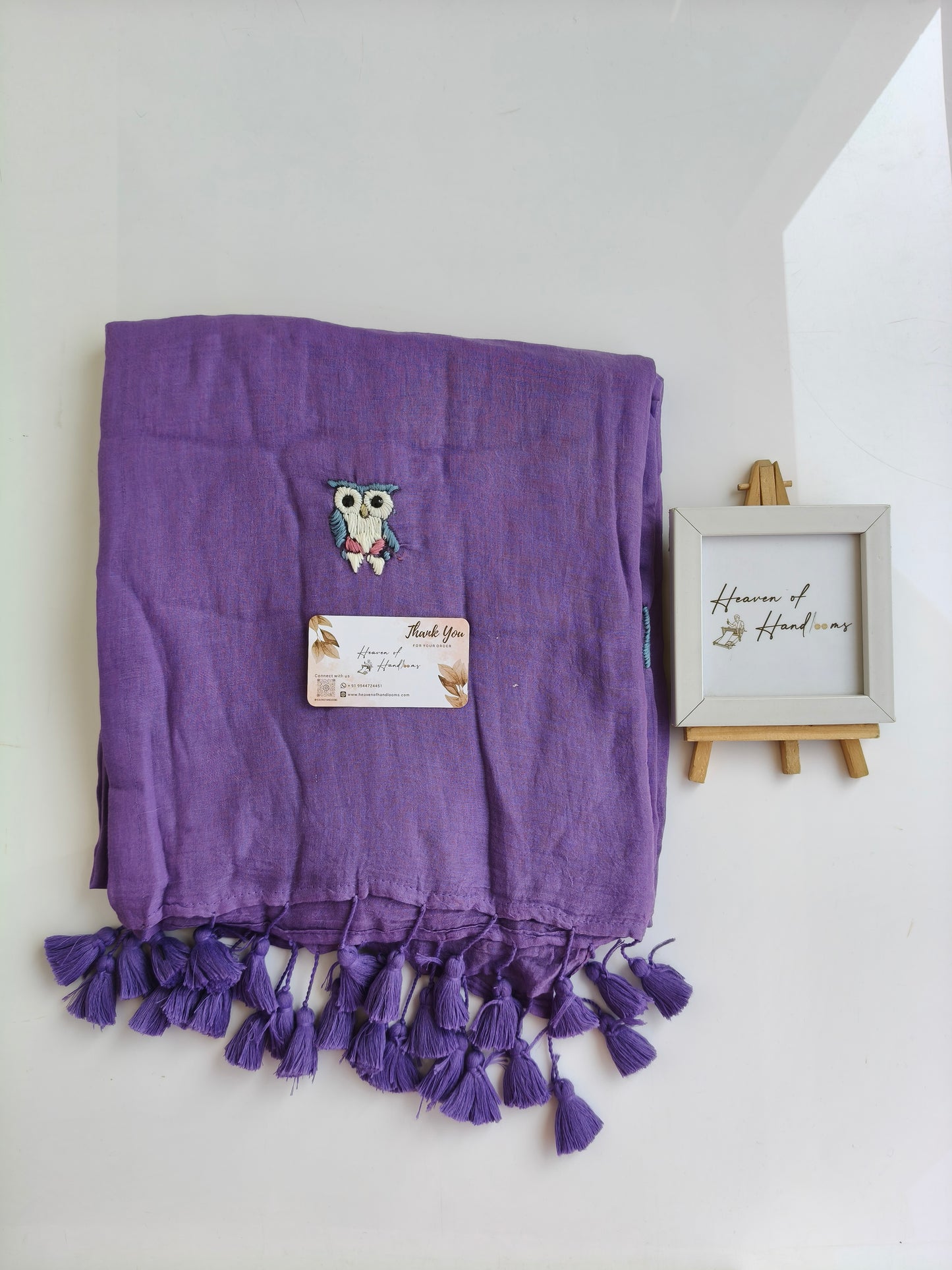 Premium Hand Stitch - Purple Owl Kantha