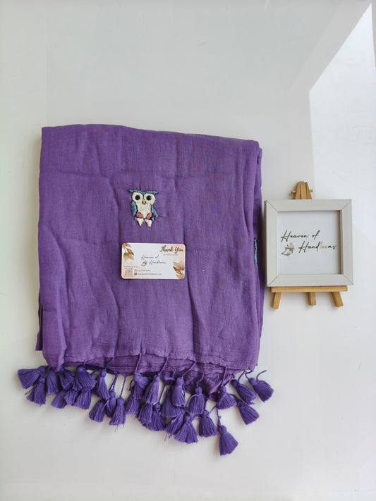 Premium Hand Stitch - Purple Owl Kantha