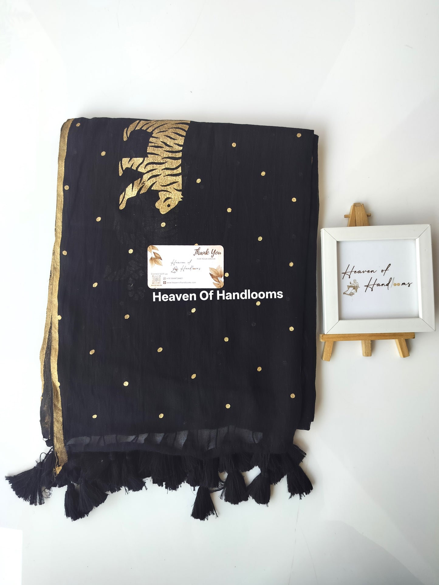 Printed Saree - Black Tiger