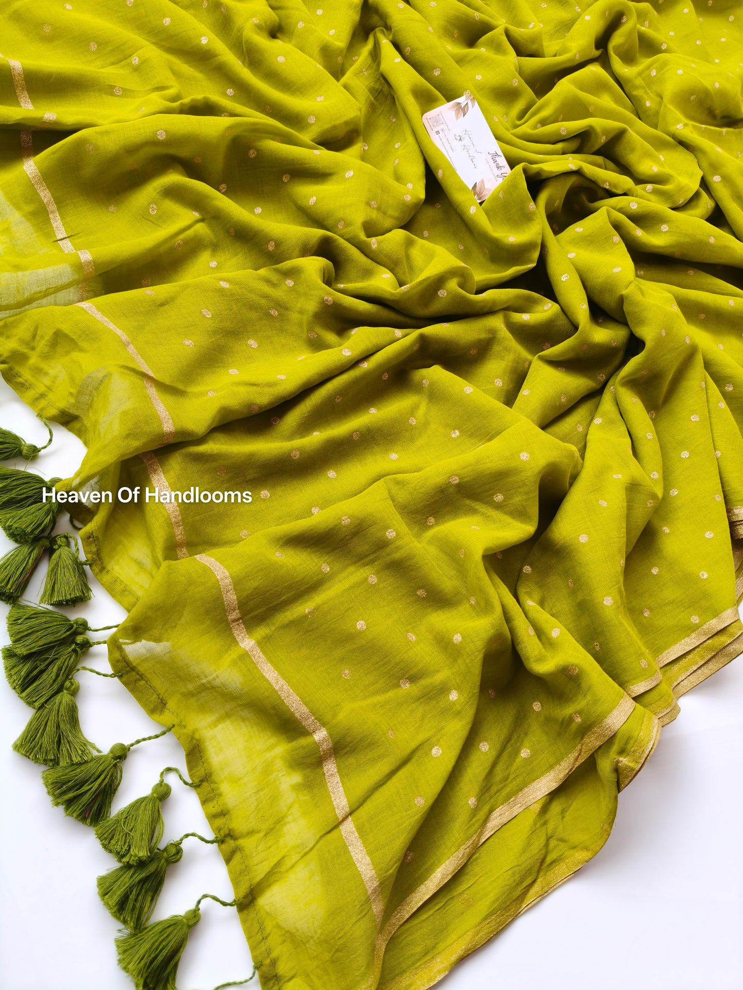 Printed Saree -  Mehandi Polka Dot
