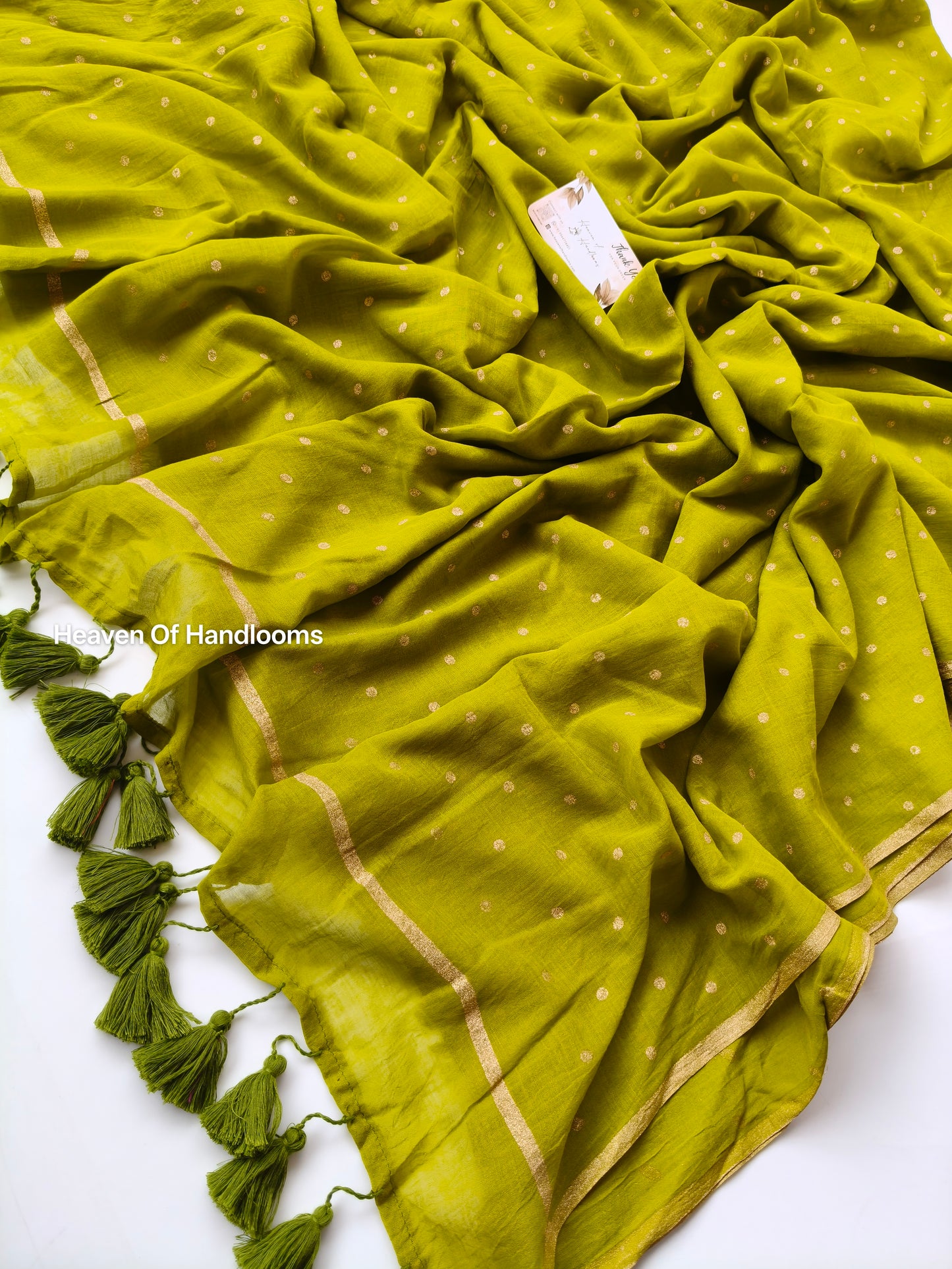 Printed Saree -  Mehandi Polka Dot