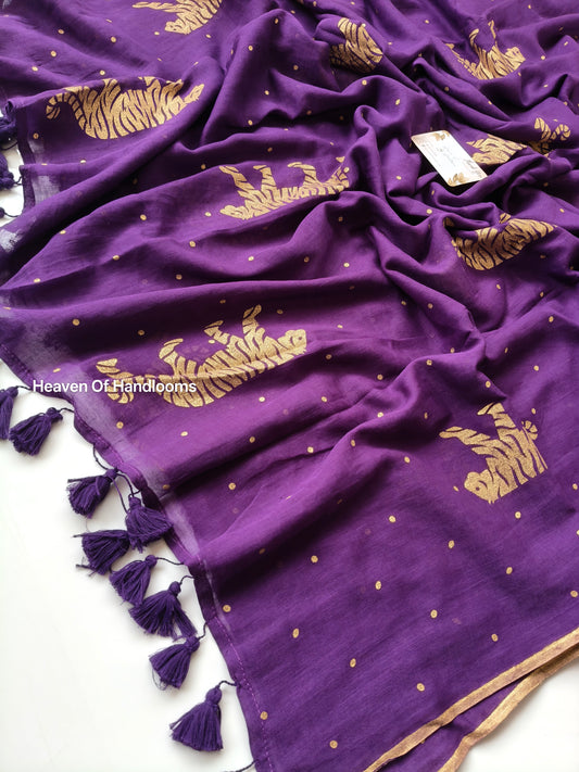 Printed Saree - Violent Tiger
