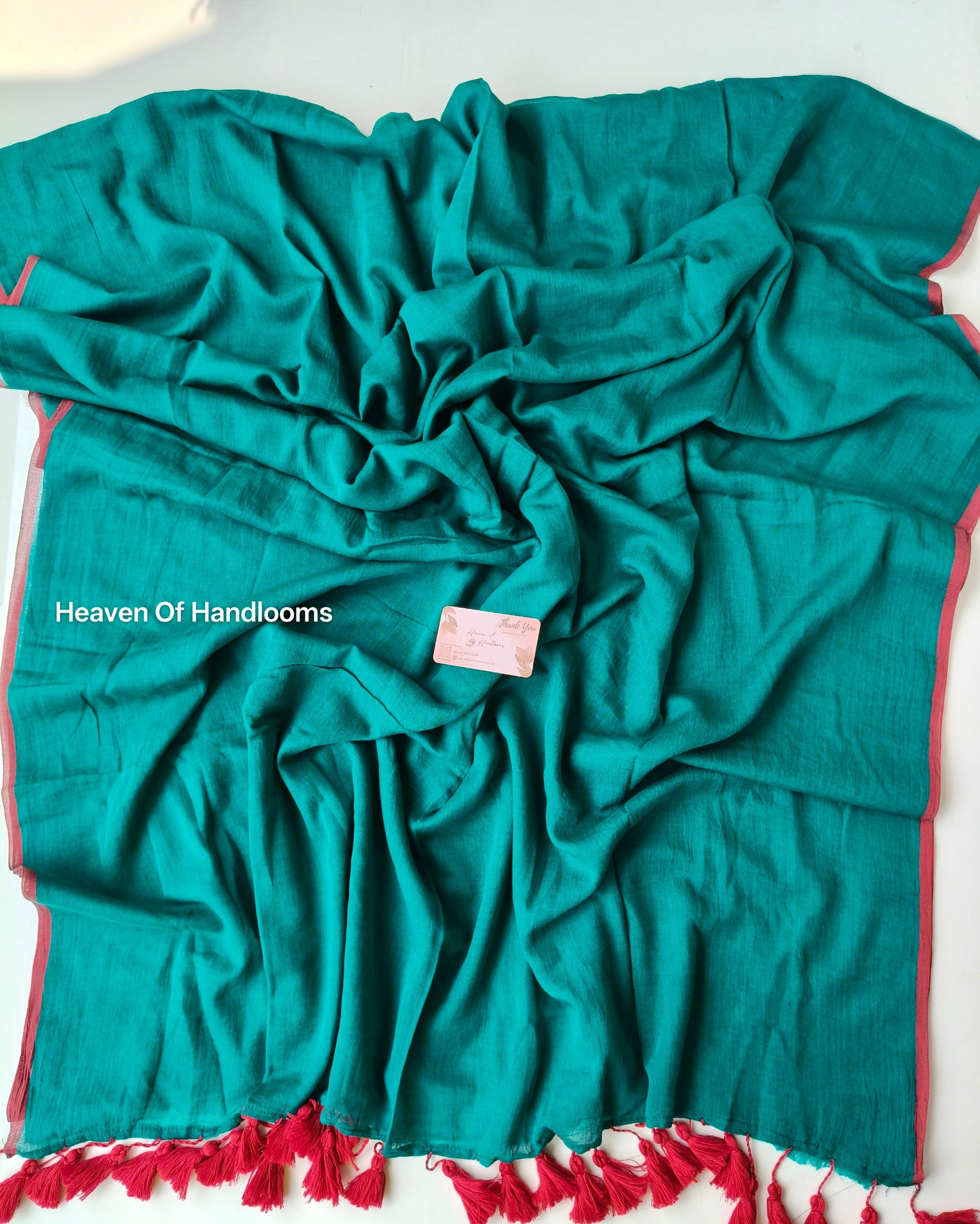 Plain Mul Saree - Dark Teal