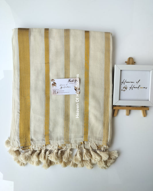 Onam-Vishu Saree -Golden Stripe Thin