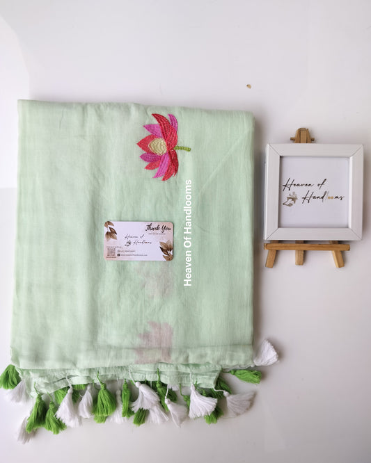 Embroidery Saree -  Mint  Lotus