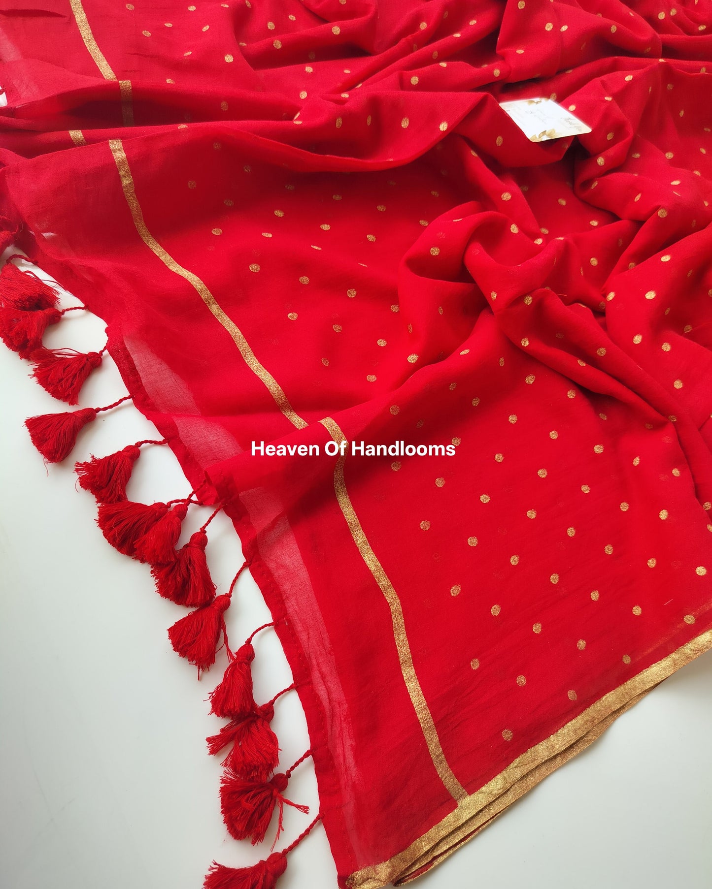 Printed Saree -  Apple Polka Dot