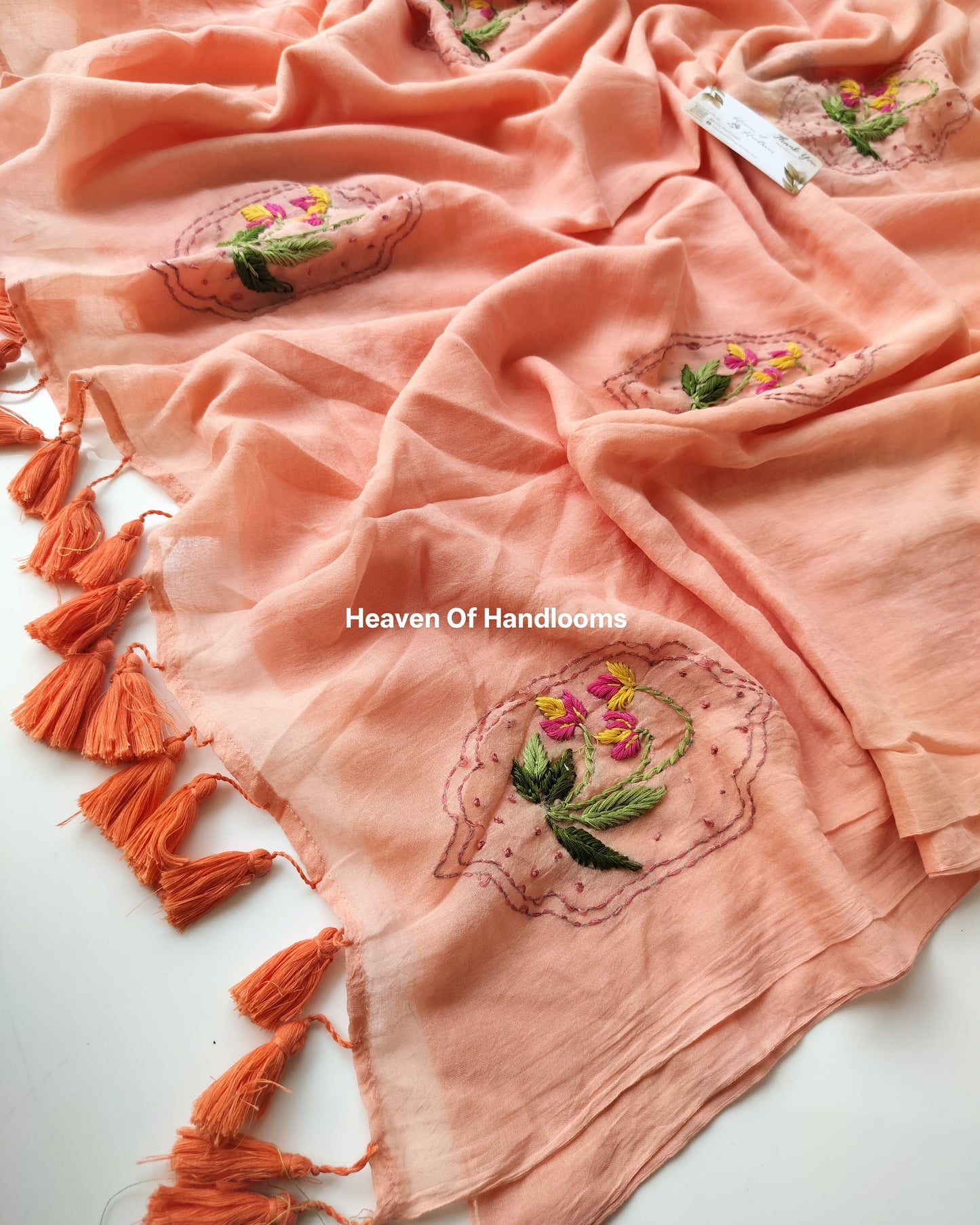 Premium Hand Stitch - Peach Floral Nest