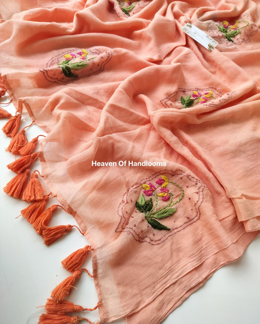 Premium Hand Stitch - Peach Floral Nest