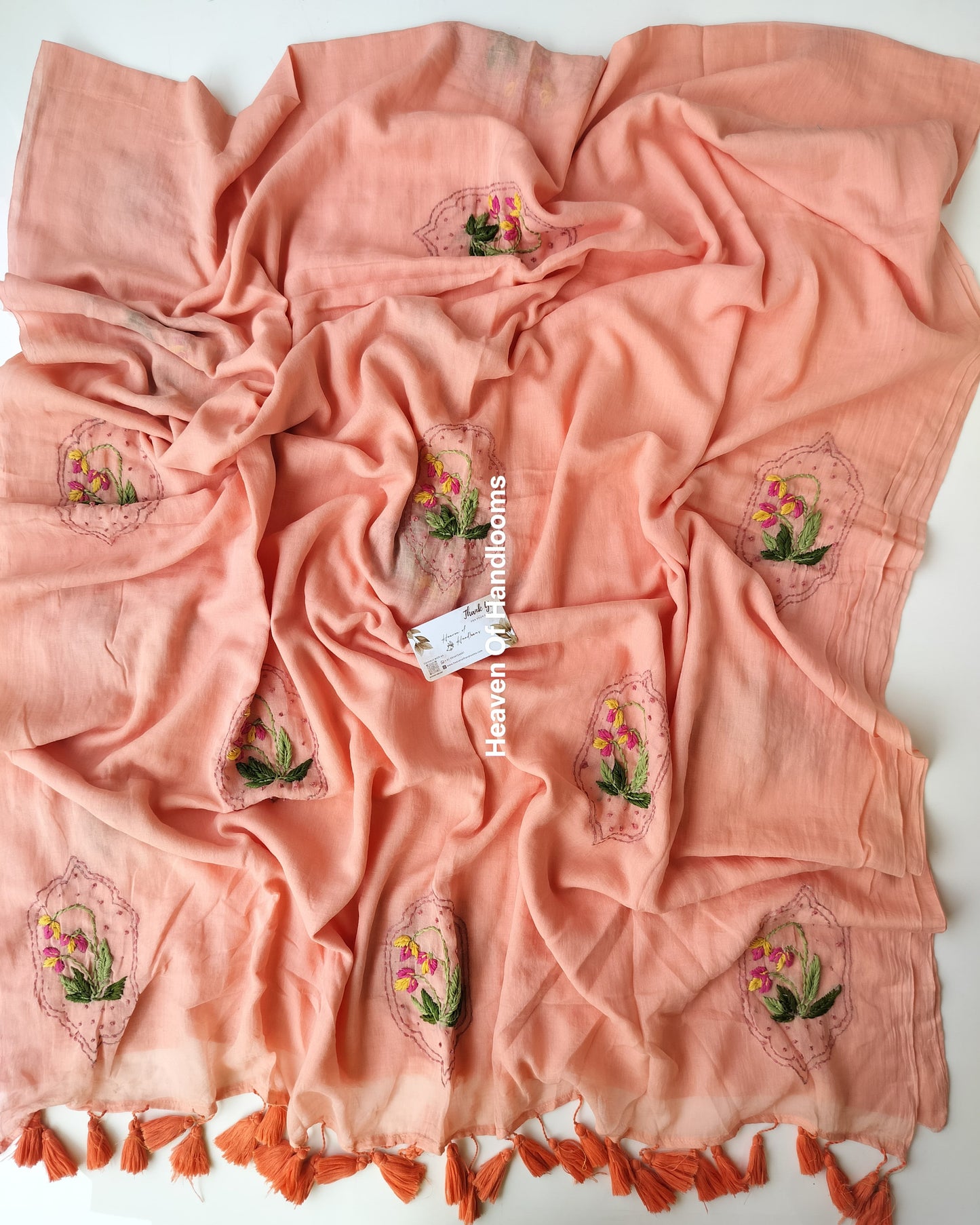Premium Hand Stitch - Peach Floral Nest