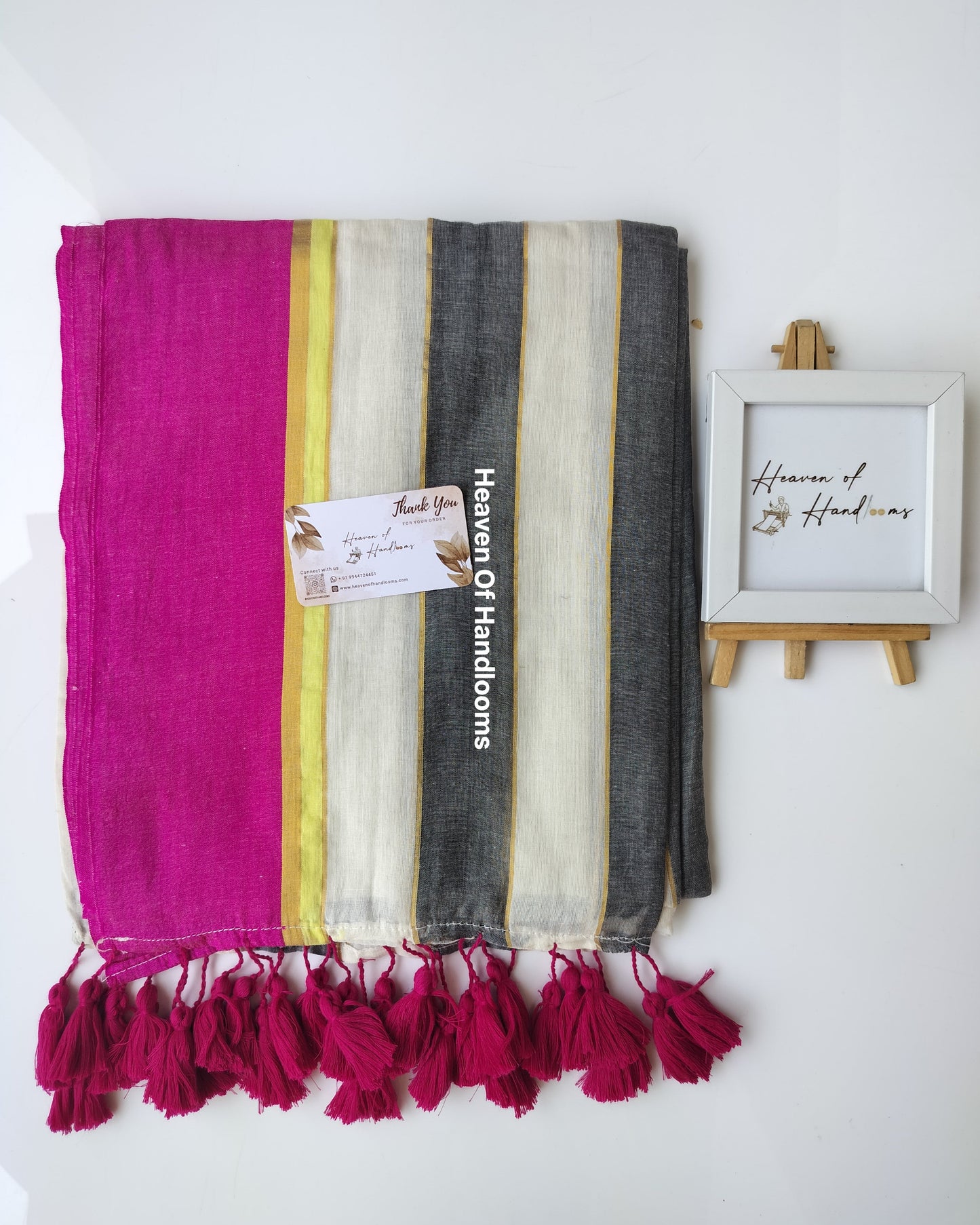 Onam-Vishu Saree -Chess Stripe Pink Border