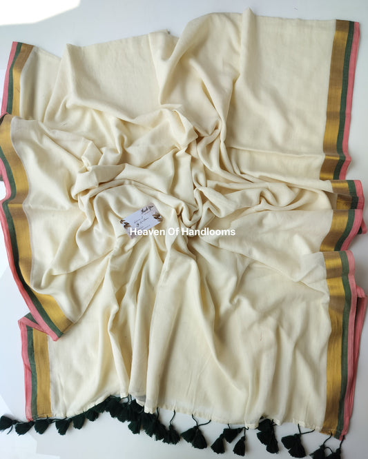 Onam-Vishu Saree -Peachy Border