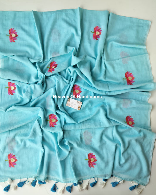 Embroidery Saree -  Sky Lotus
