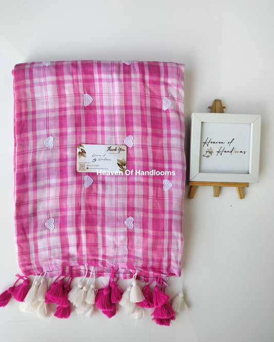 Embroidery Saree - Pink Box Heart