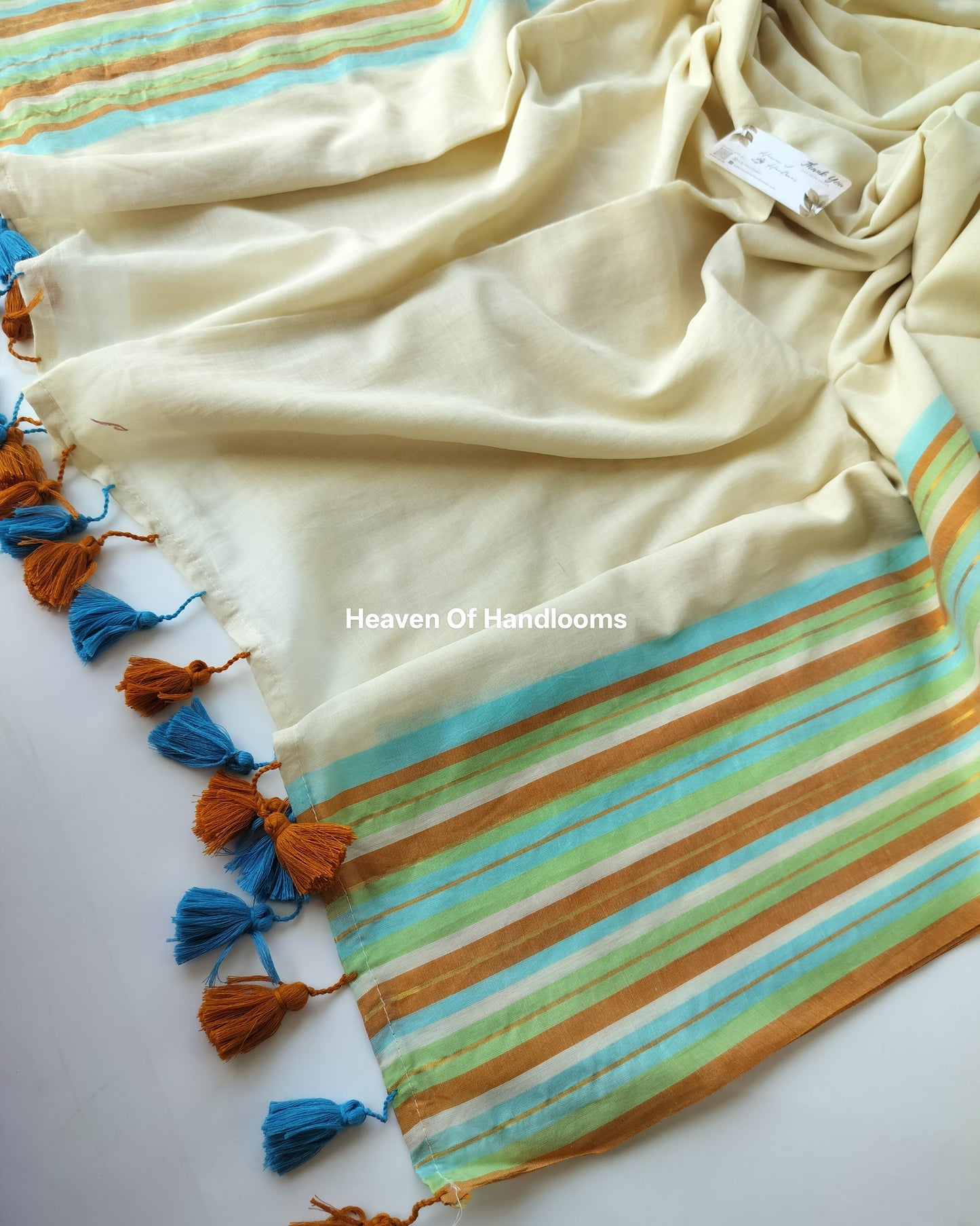 Onam-Vishu Saree - Beige Pastel Lines