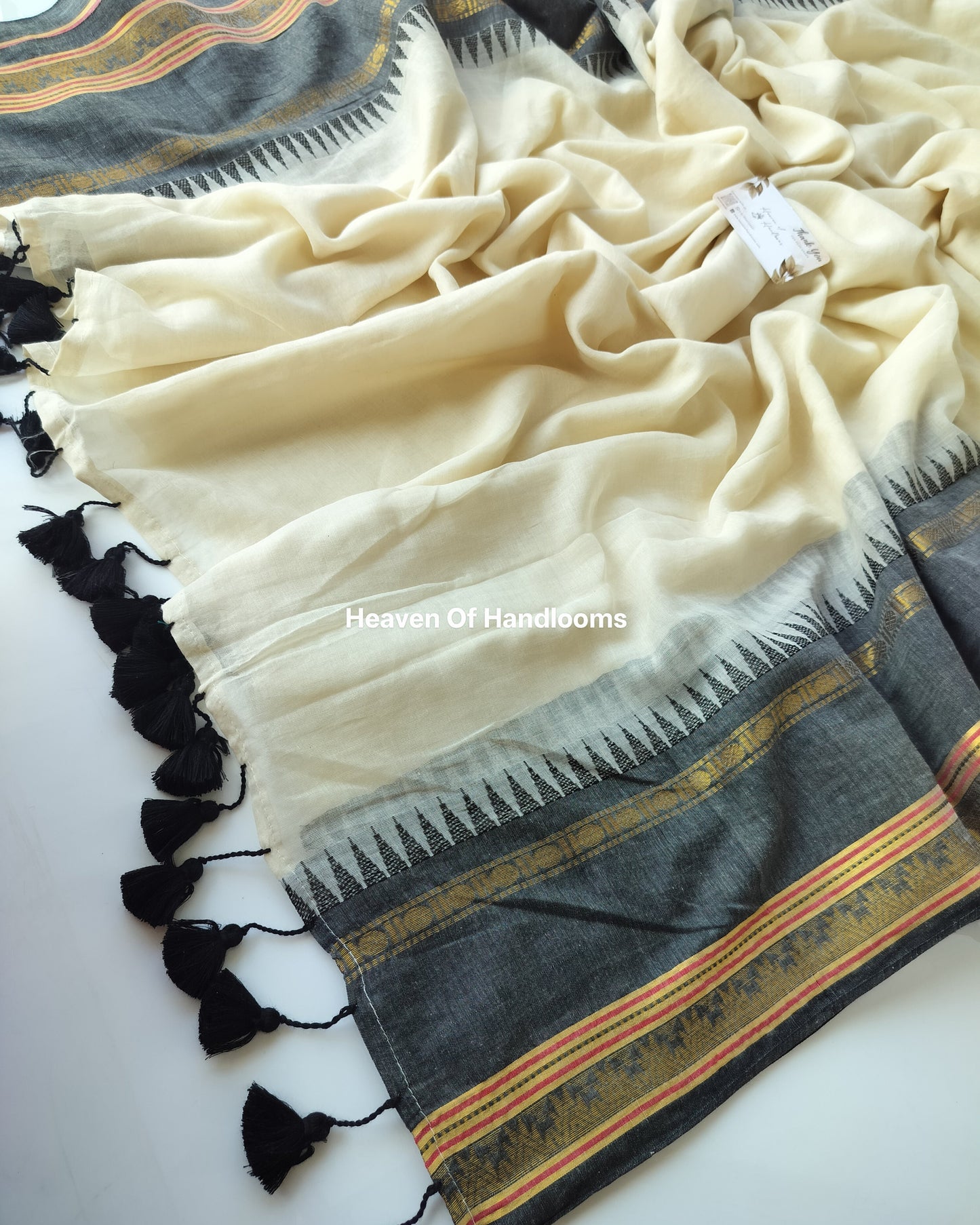 Onam-Vishu Saree - Beige Temple Border