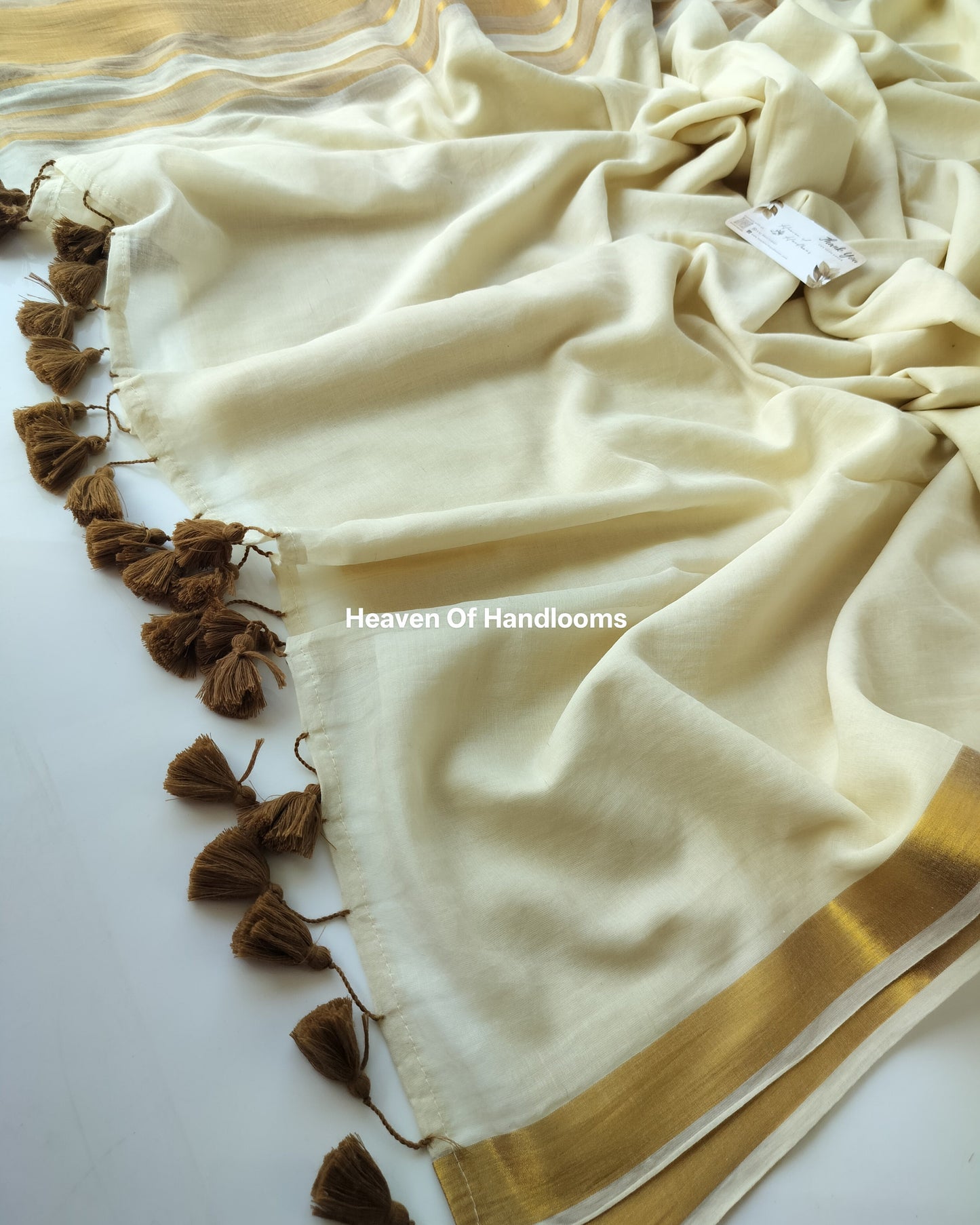 Onam-Vishu Saree - Beige Brown Border