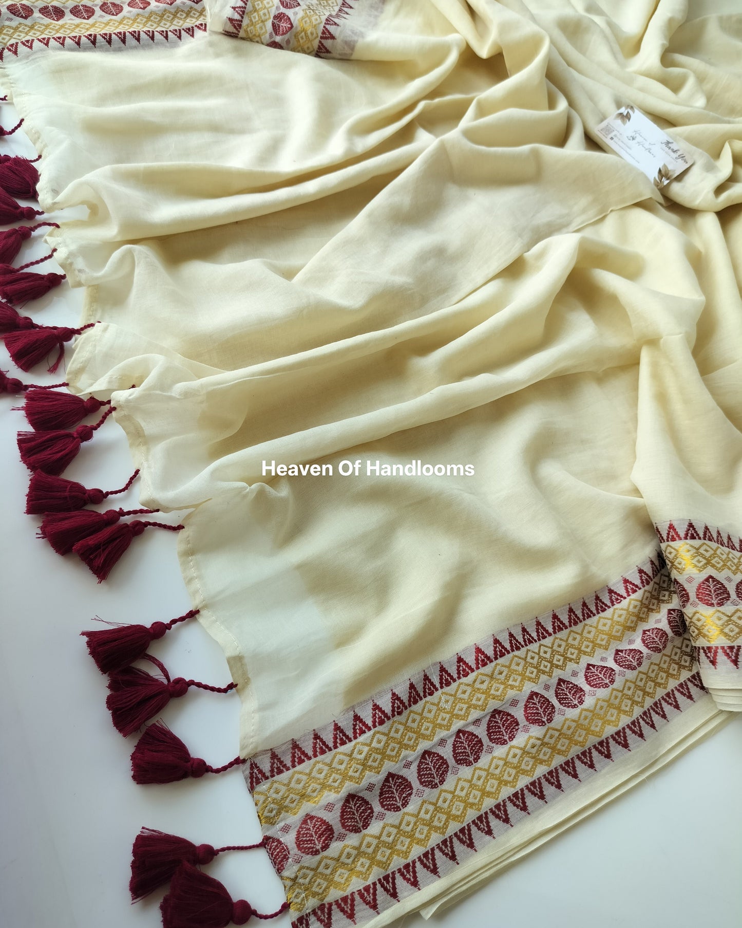 Onam-Vishu Saree - Beige Maroon  Border