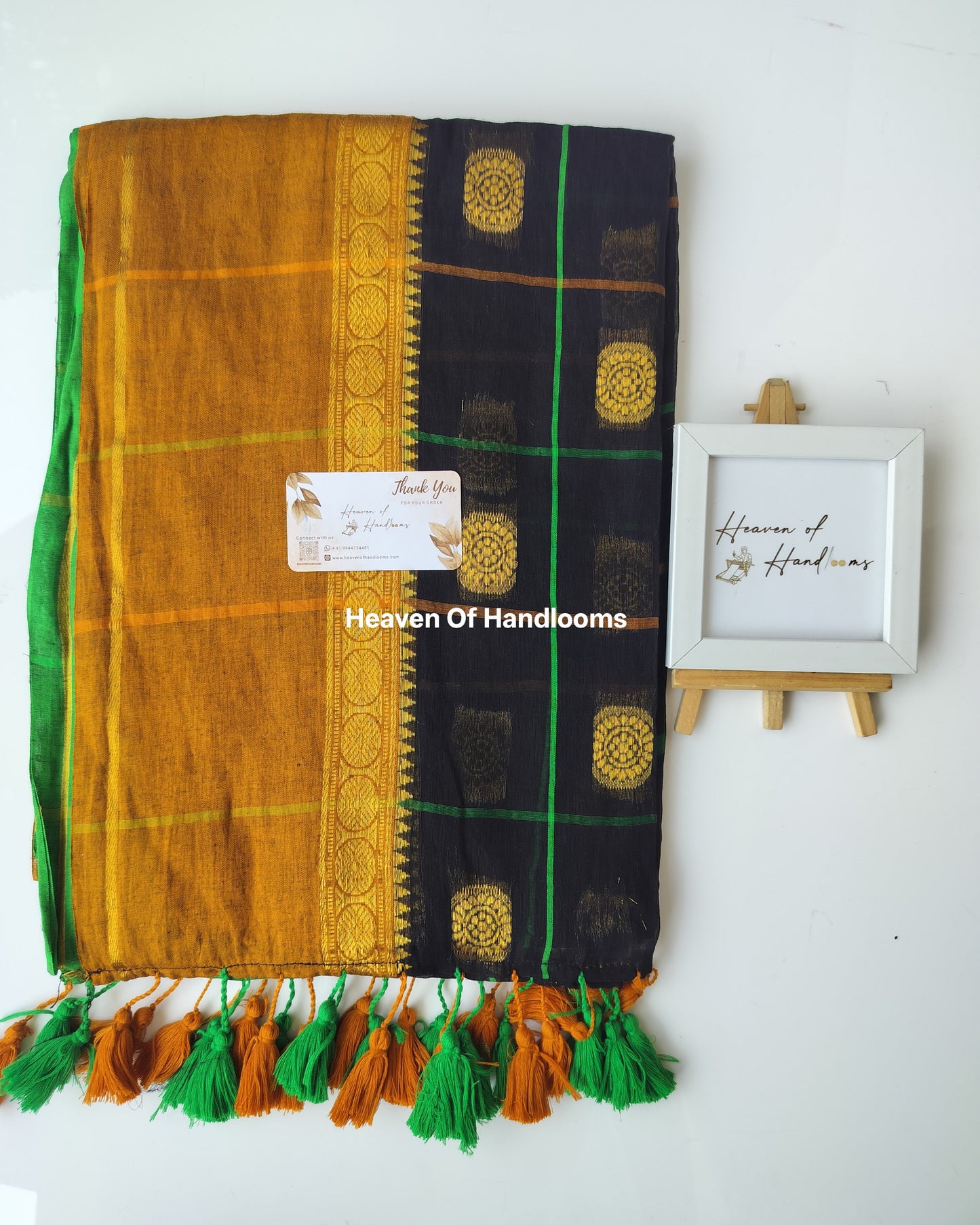 Festive Saree - Kanchi Black Check