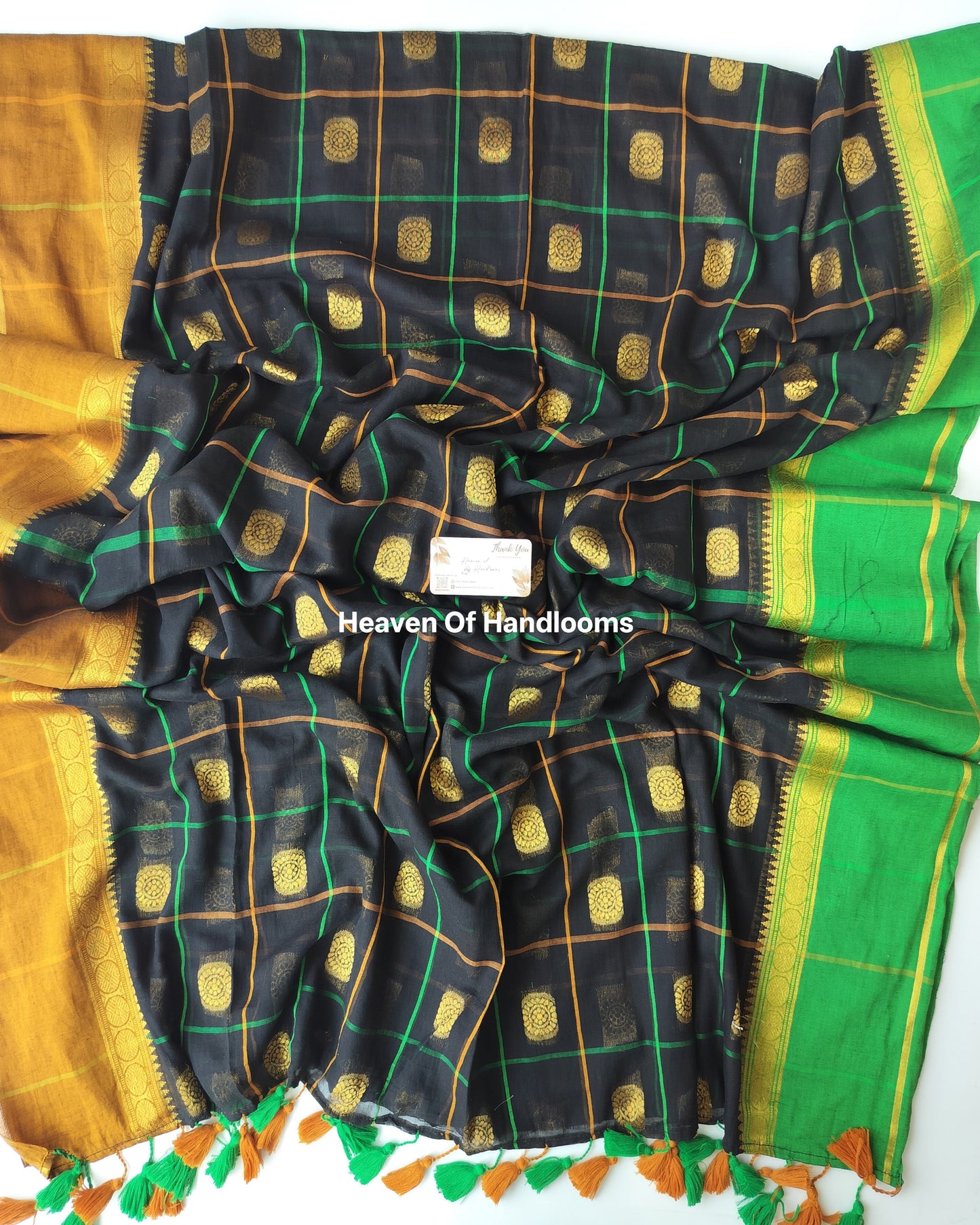 Festive Saree - Kanchi Black Check