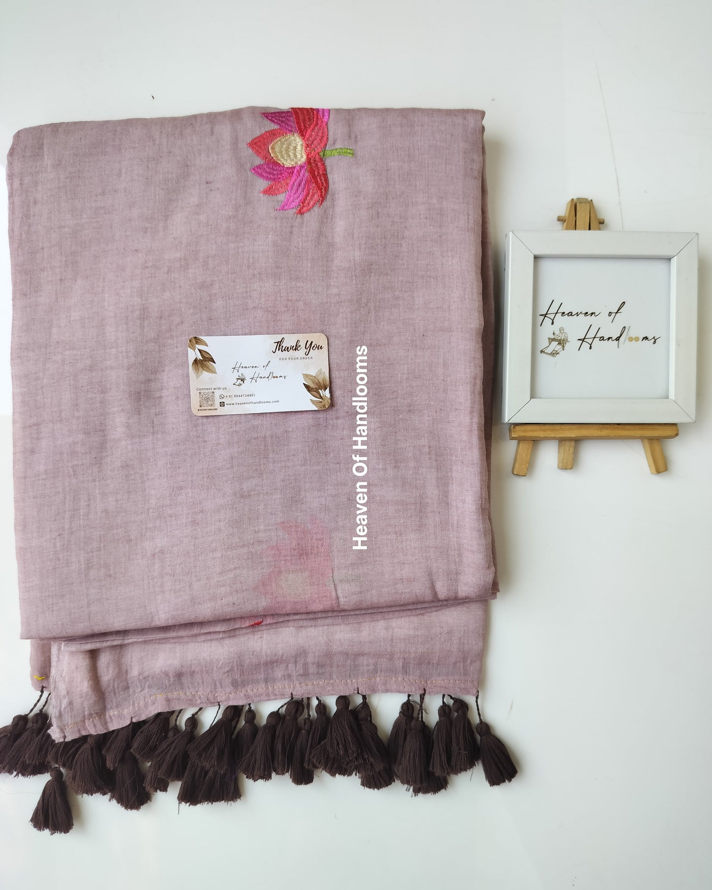 Embroidery Saree -Dust Lotus