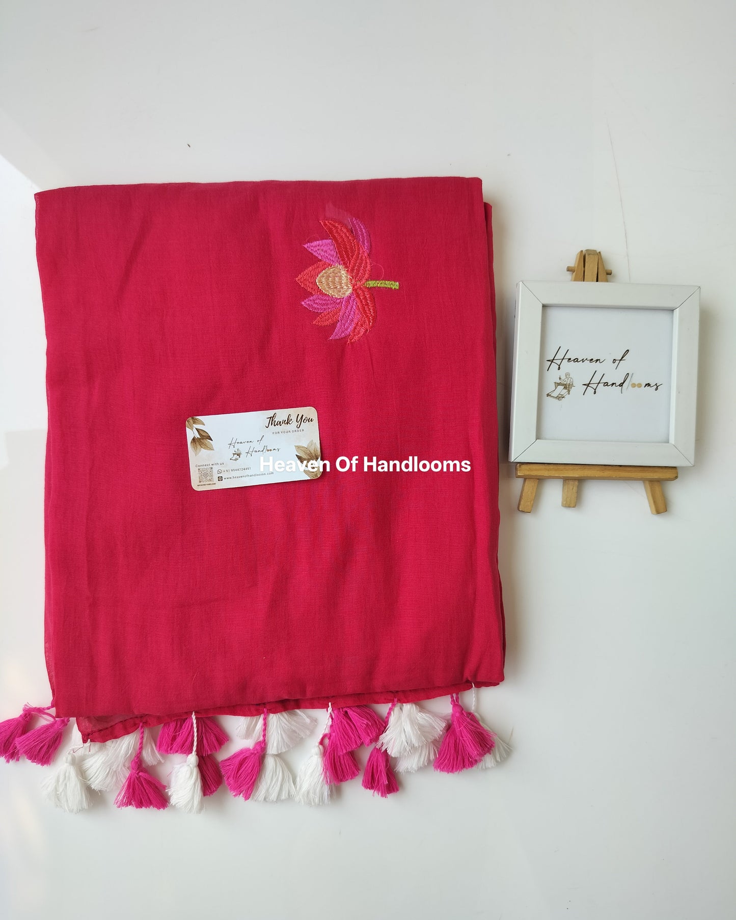 Embroidery Saree -Dark Pink