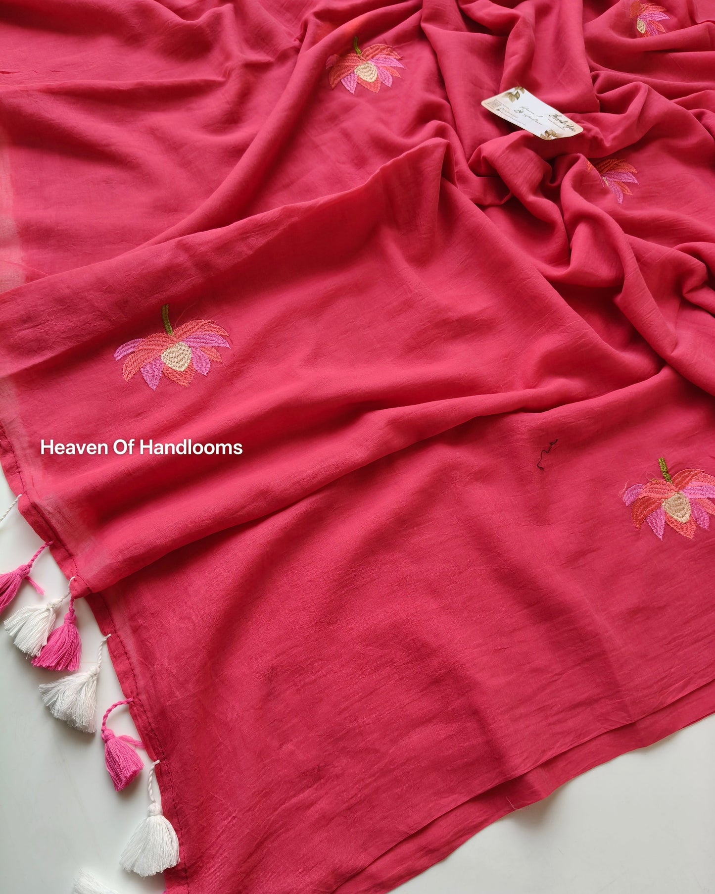 Embroidery Saree -Dark Pink