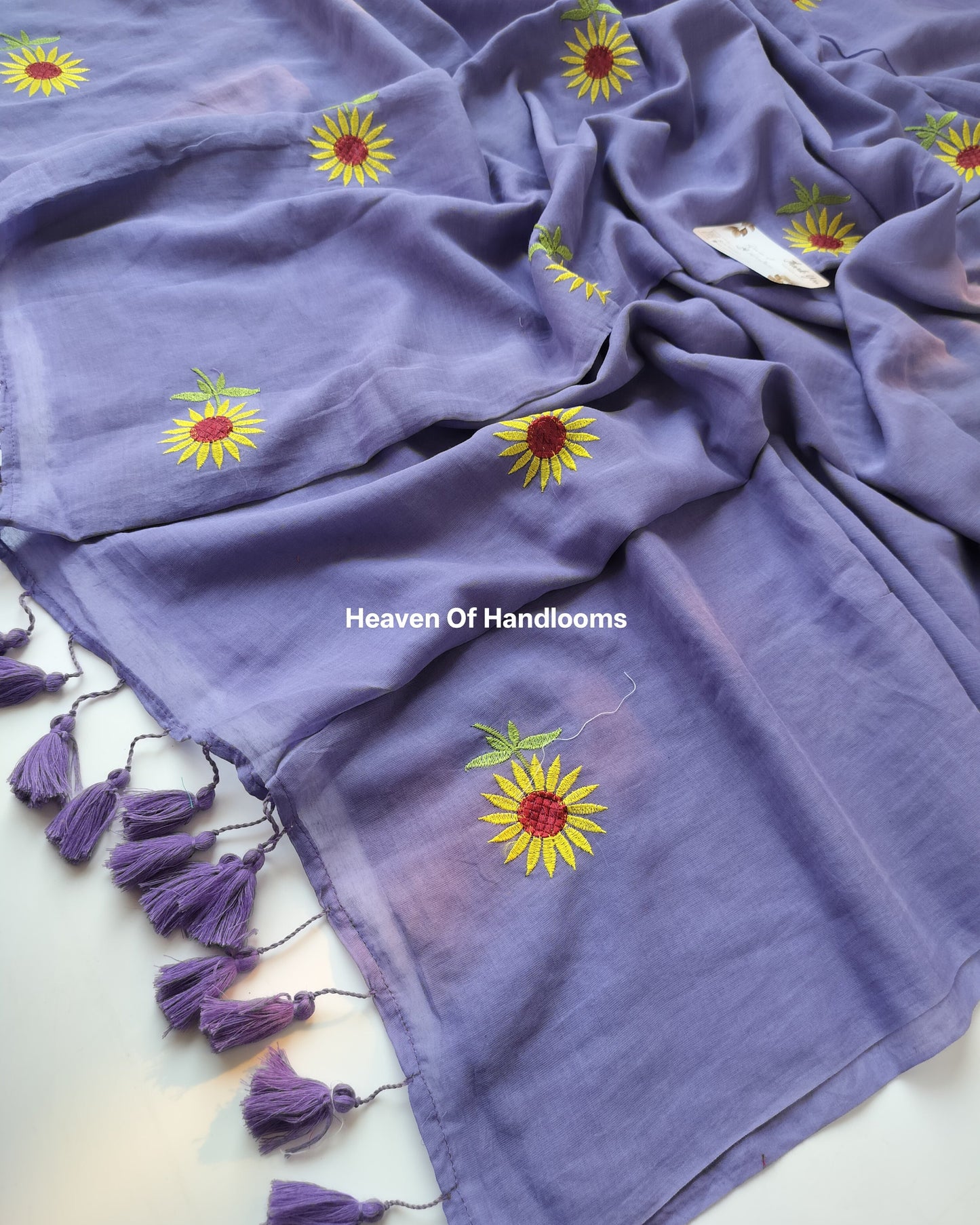 Embroidery Saree -Purple Sunflower