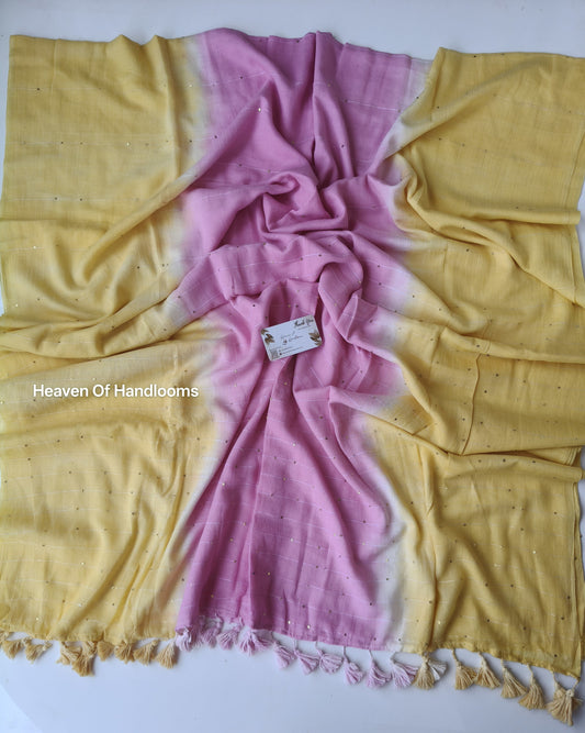 Contemporary Saree -Muted Yellow Color Jonaki