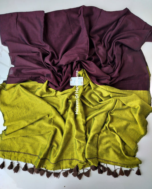 Festive Saree - Plum Olive