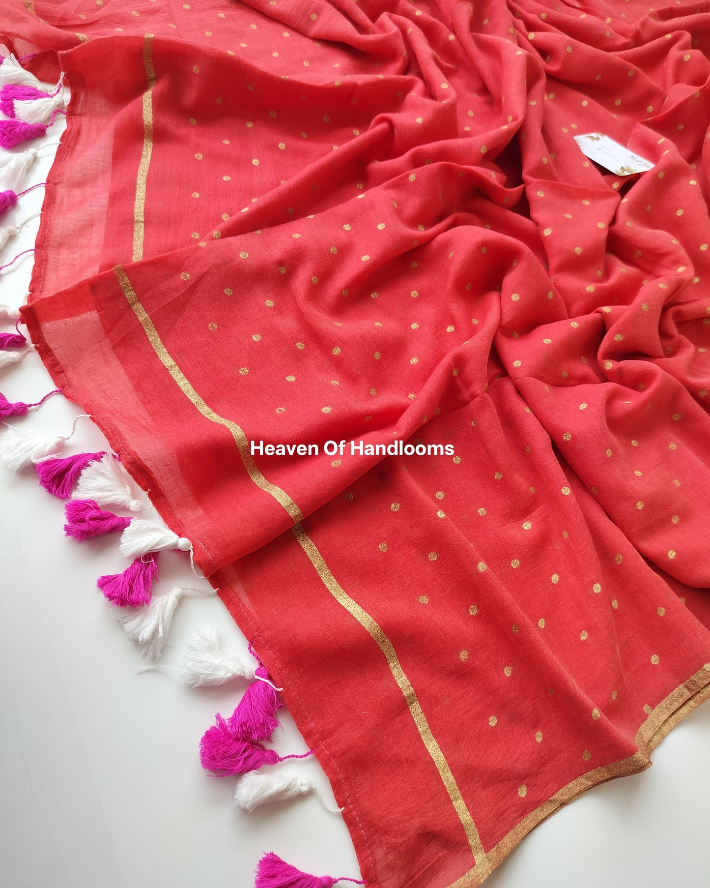 Printed Saree -  Peach Orange
