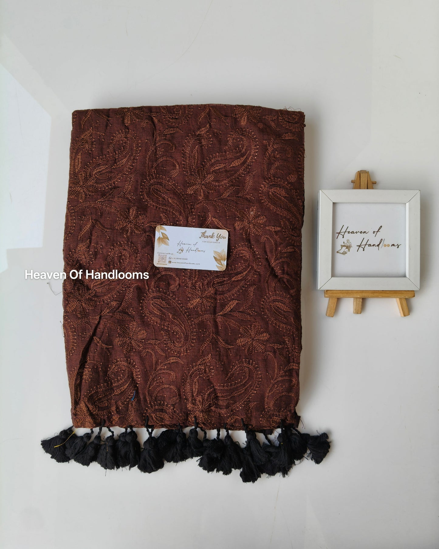 Festive Saree - Brown Chikankari
