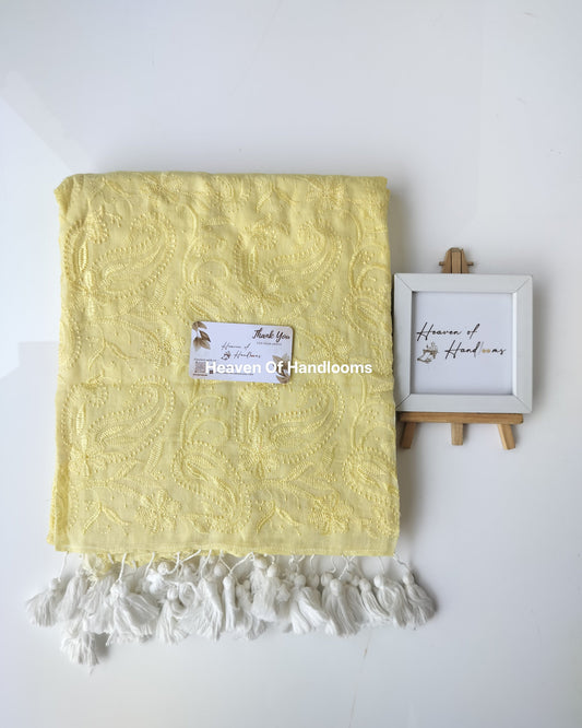 Festive Saree - Yellow Chikankari