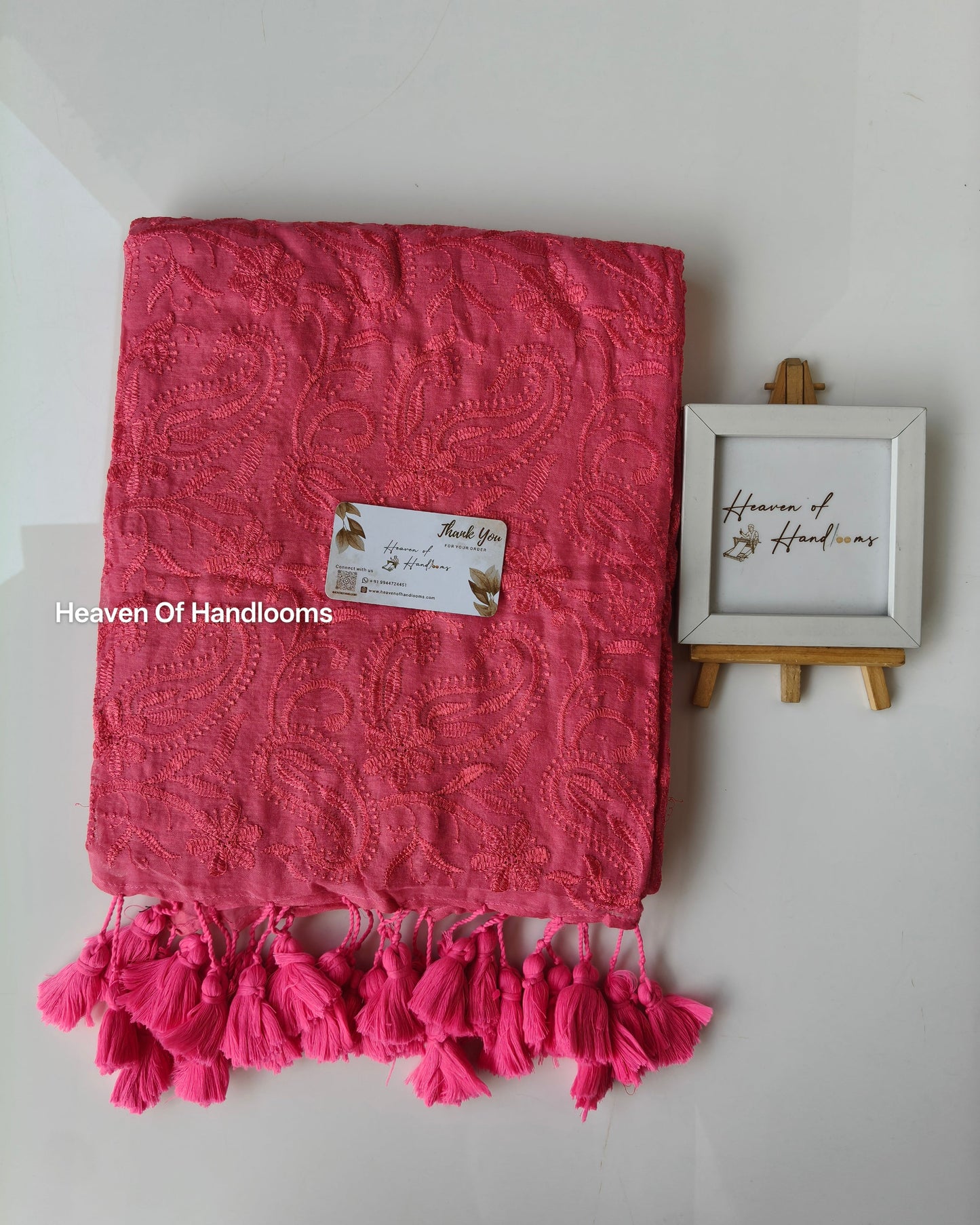 Festive Saree - Pink Chikankari